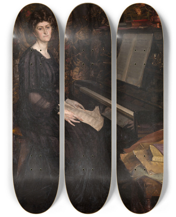 Triptych art skateboard deck of Auguste Levque Miss Stevens by Auguste Leveque (1866-1921)