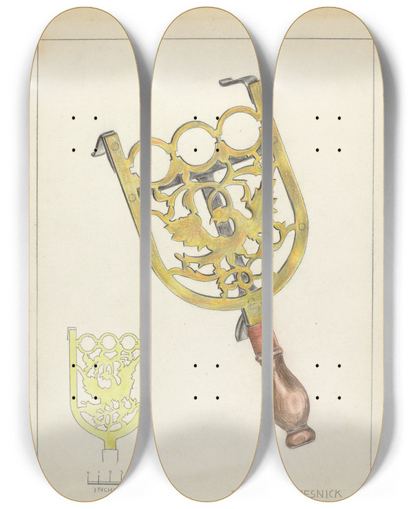 Triptych art skateboard deck of Benjamin Resnick Trivet_4 by Benjamin Resnick