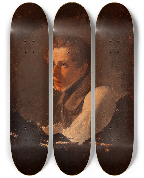 Triptych art skateboard deck of Wilhelm Bendz Heinrich Marr by Wilhelm Bendz (1804-1832)