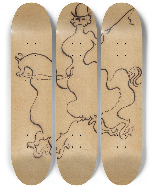 Triptych art skateboard deck of Zygmunt Waliszewski Amazon by Zygmunt Waliszewski (1897-1936)
