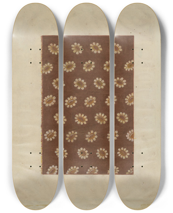 Triptych art skateboard deck of Florence Stevenson Calico_1 by Florence Stevenson
