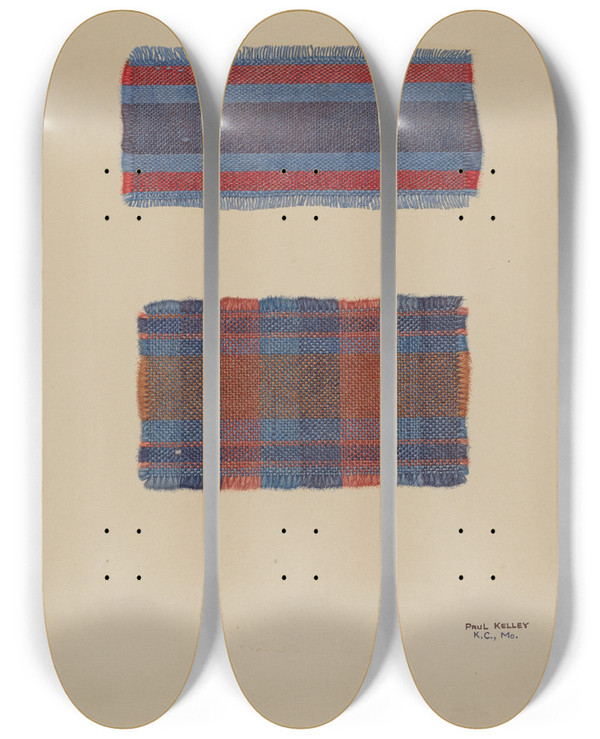 Triptych art skateboard deck of Paul Kelly Textile Samples_2 by Paul Kelly