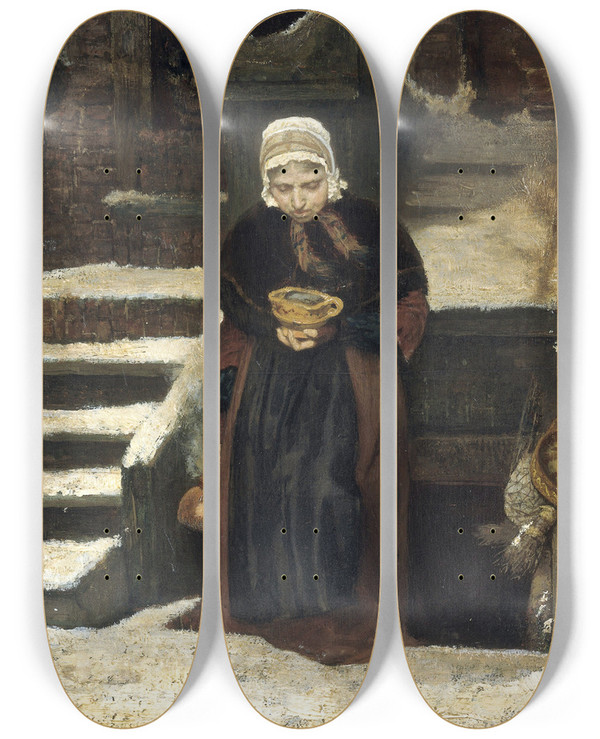 Triptych art skateboard deck of August Alleb Lifes Eventide by August Allebe (1838-1927)