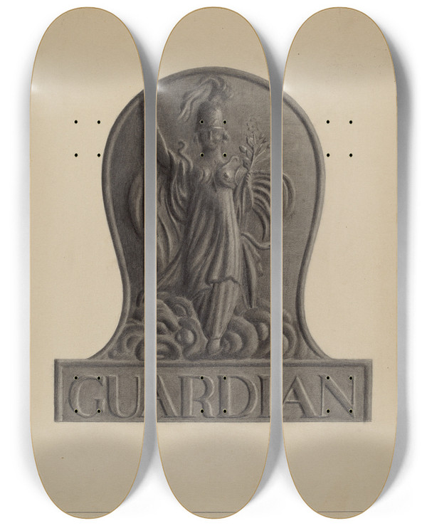 Triptych art skateboard deck of Herman Bader Firemark_6 by Herman Bader