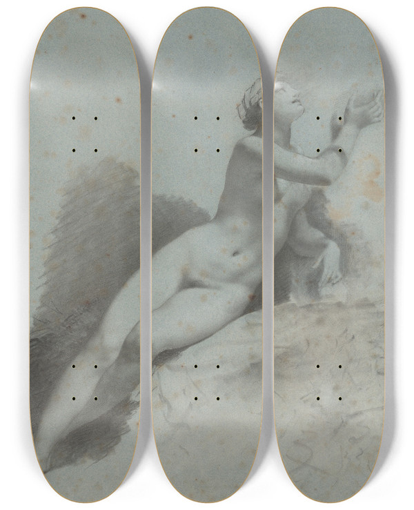 Triptych art skateboard deck of Pierrepaul Prudhon Venus by Pierre-Paul Prud'hon (1758-1823)