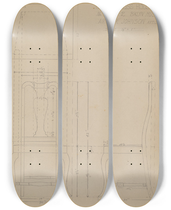 Triptych art skateboard deck of Arthur Johnson Side Chair_4 by Arthur Johnson