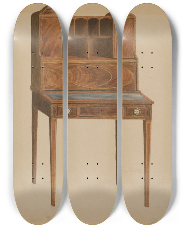 Triptych art skateboard deck of Ferdinand Cartier Cabinet by Ferdinand Cartier