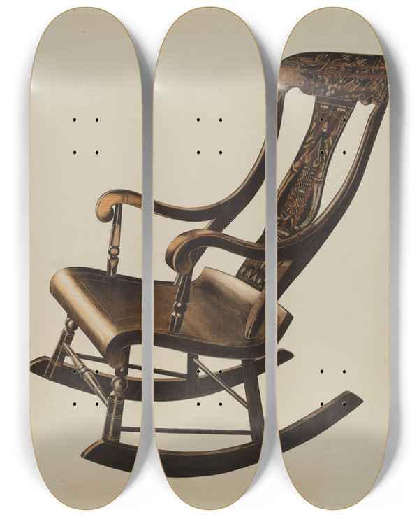 Triptych art skateboard deck of Einar Heiberg Boston Rocker_1 by Einar Heiberg