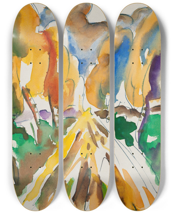 Triptych art skateboard deck of Marian Kopf Droga by Marian Kopf (1926-2019)
