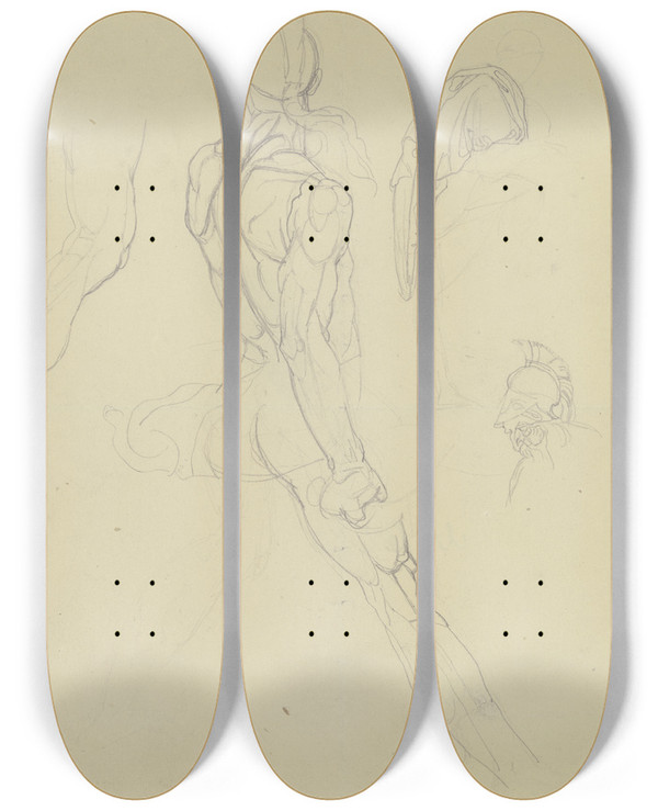 Triptych art skateboard deck of Eugen Eduard Schffer Ajax Aus Peter Von Cornelius Zerstrung Von Troja by Eugen Eduard Schaffer (1802-1871)