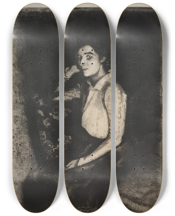 Triptych art skateboard deck of Albert Besnard Le Biarotte by Albert Besnard (1849-1934)