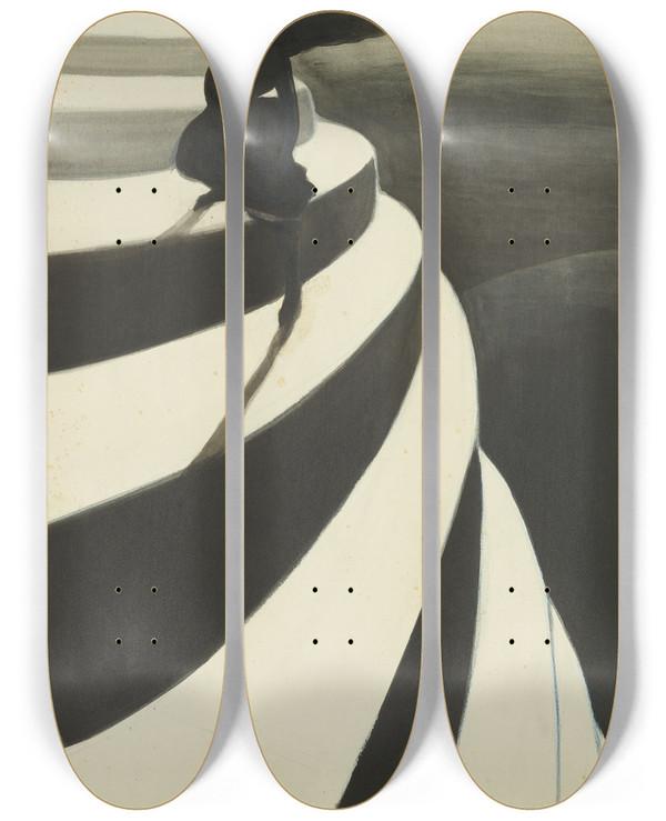 Triptych art skateboard deck of Lon Spilliaert Vertigo by Leon Spilliaert (1881-1946)