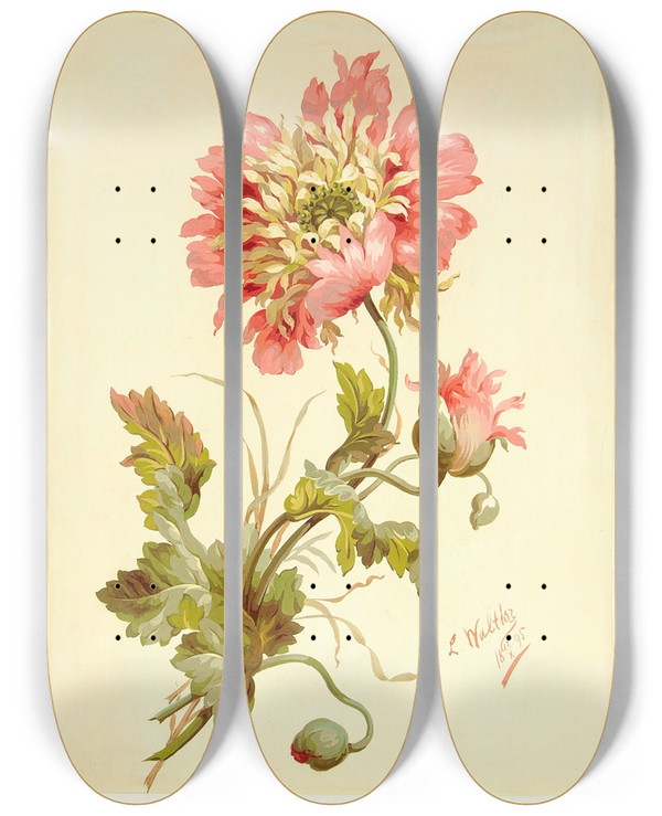 Triptych art skateboard deck of Lilly Walther Moonid by Lilly Walther (1866-1946)