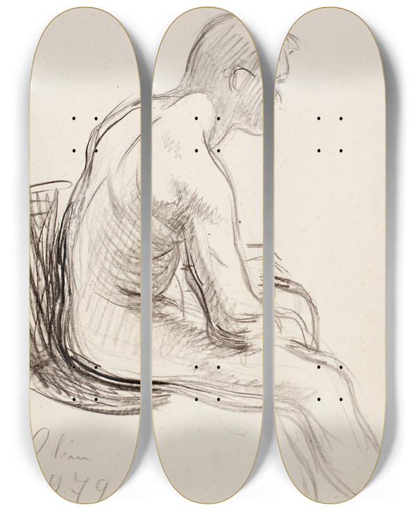 Triptych art skateboard deck of Magnus Enckell Istuva Alaston Mies by Magnus Enckell (1870-1925)