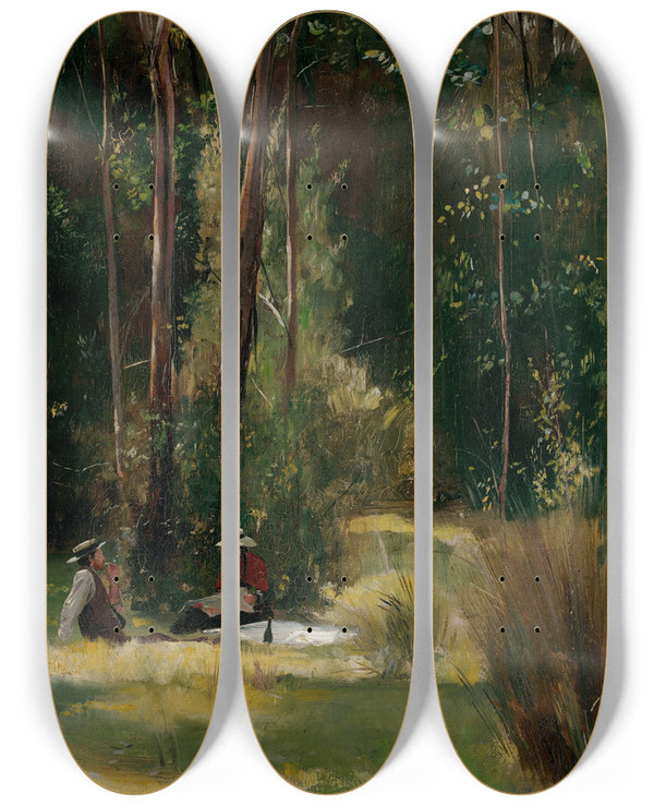 Triptych art skateboard deck of Tom Roberts A Sunday Afternoon by Tom Roberts (1856-1931)