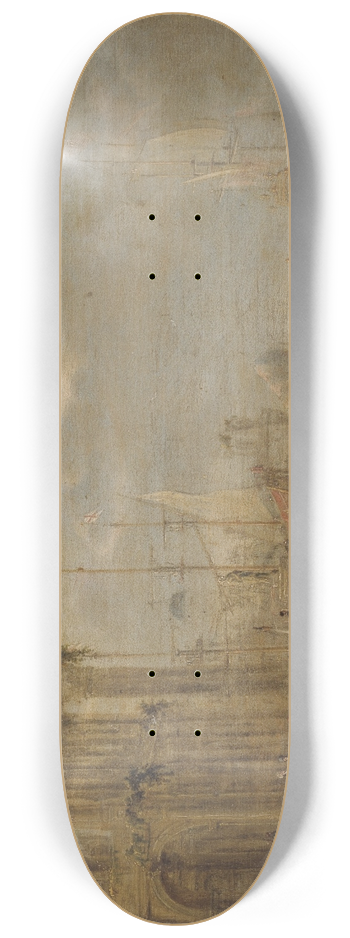 Jacobus Storck - Harbour Scene with Antique Ruins 8.25 inch art skate deck