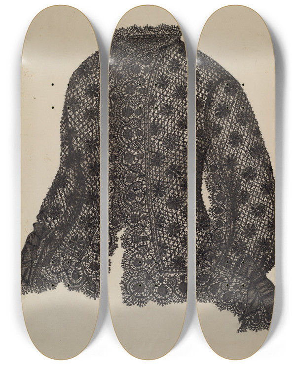 Triptych art skateboard deck of Florence Earl Jacket by Florence Earl