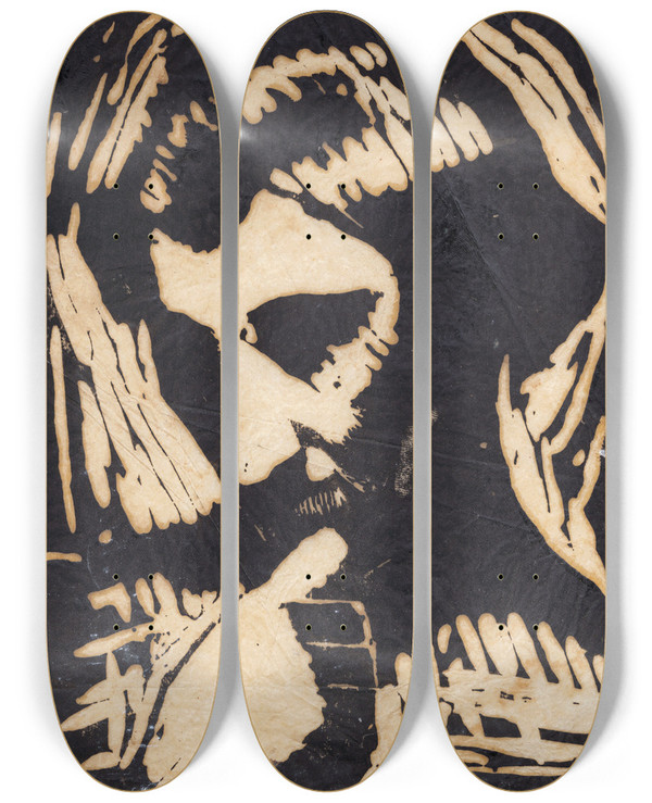 Triptych art skateboard deck of Alfred Simonsen Mandsportrt by Alfred Simonsen (1906-1935)