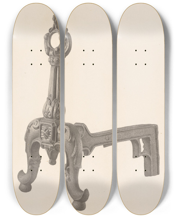 Triptych art skateboard deck of Milton Grubstein Andiron One Of Pair_2 by Milton Grubstein