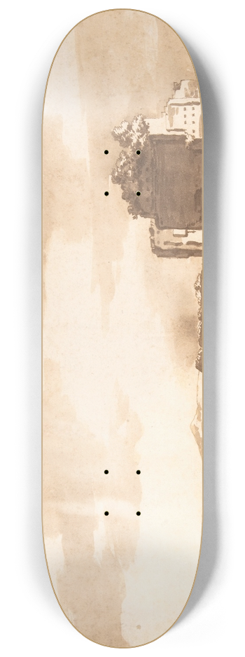 Jacob van der Ulft - Italian Landscape, perhaps the Monte Mario, Rome 8.25 inch art skate deck