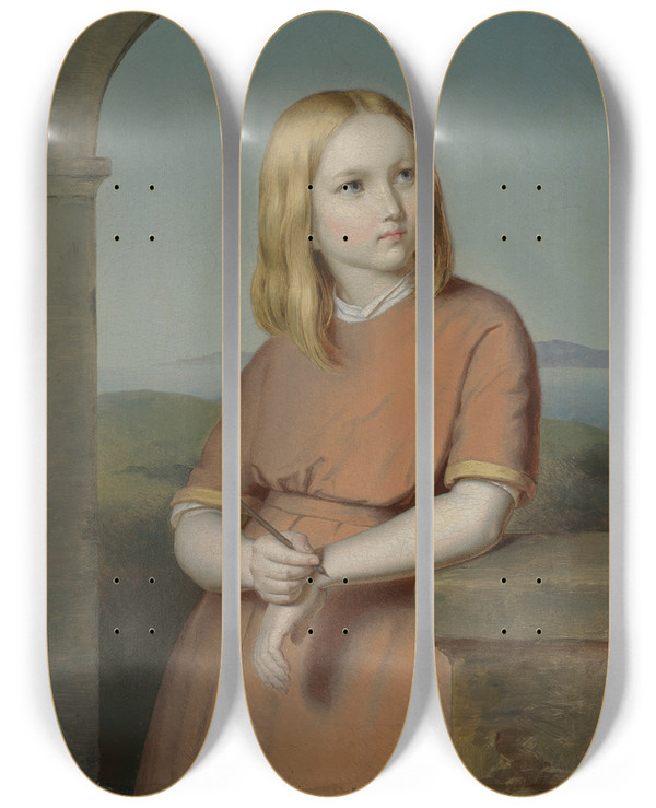 Triptych art skateboard deck of Georg Philipp Schmitt Bildnis Nathanael Schmitt by Georg Philipp Schmitt