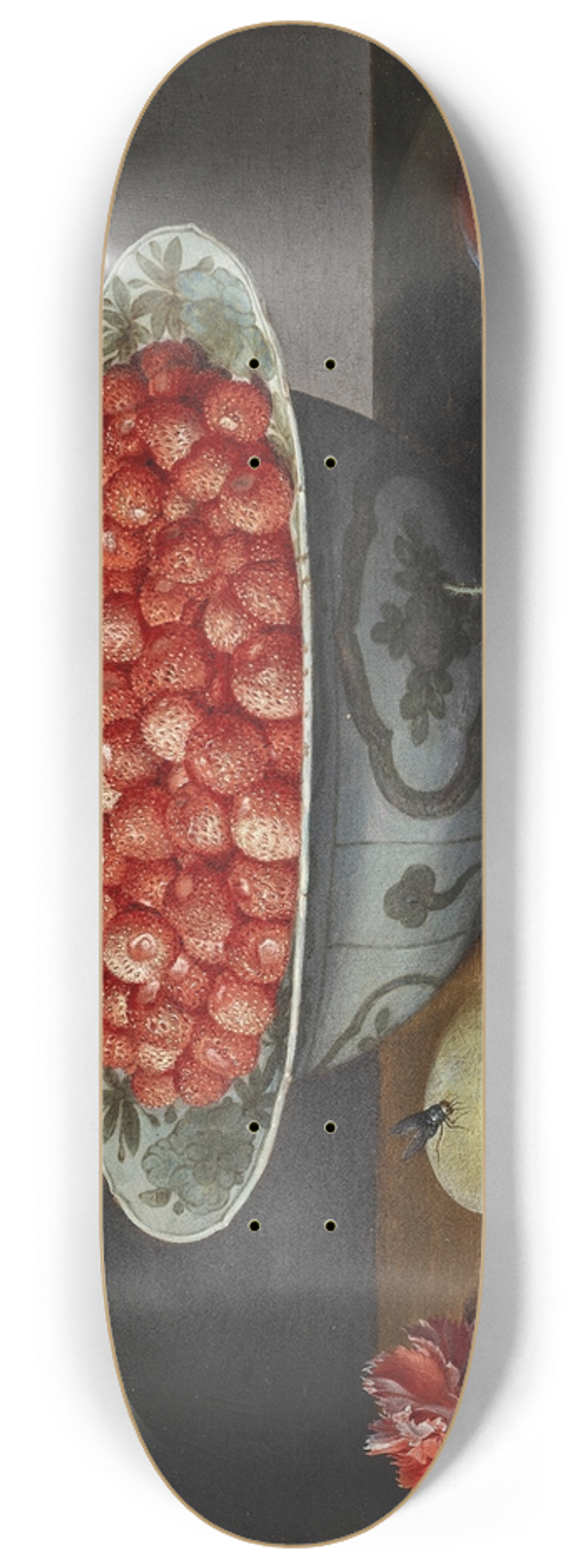 Jacob van Hulsdonck - Wild strawberries in a Delftware bowl 8.25 inch art skate deck