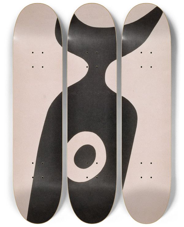 Triptych art skateboard deck of Kurt Schwitters Die Nabelflasche by Kurt Schwitters (1887-1948)