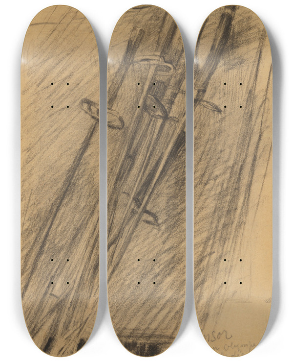 Triptych art skateboard deck of James Ensor Floretten by James Ensor (1860-1949)