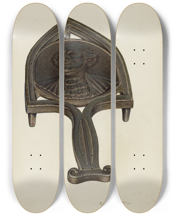Triptych art skateboard deck of Edward Bashaw Trivet_2 by Edward Bashaw