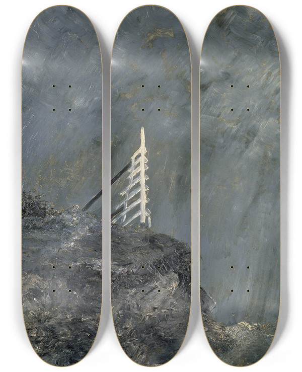 Triptych art skateboard deck of August Strindberg The White Mare Ii by August Strindberg (1849-1912)