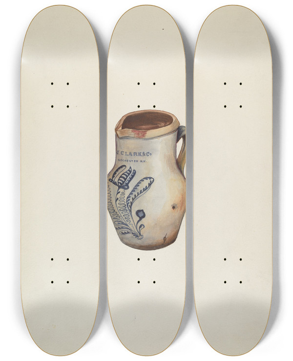 Triptych art skateboard deck of Jessie M Youngs Water Pitcher_3 by Jessie M Youngs