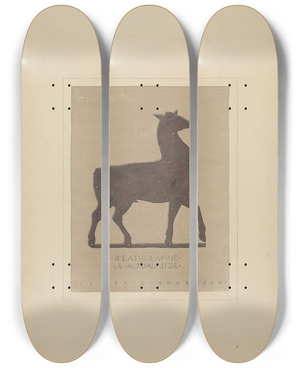 Triptych art skateboard deck of Elmer G Anderson Weather Vane_1 by Elmer G Anderson