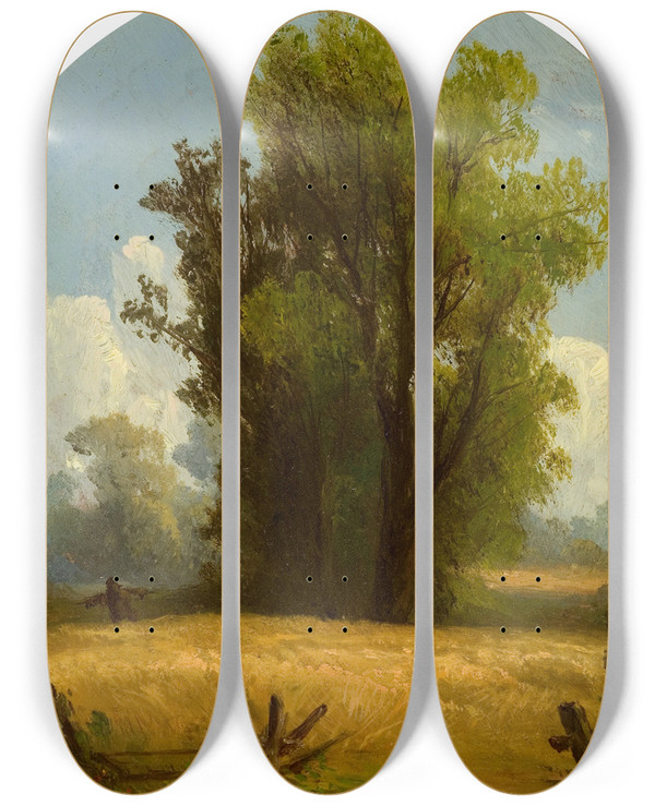 Triptych art skateboard deck of John Williamson Scene In Berkshire County Massachusetts by John Williamson (1826-1885)