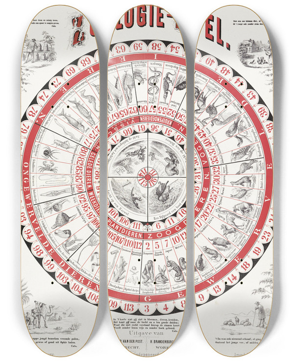 Triptych art skateboard deck of Amand Zologiespel by Amand