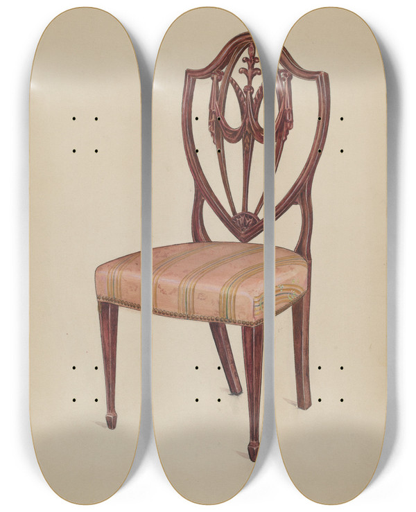 Triptych art skateboard deck of Florence Choate Side Chair_1 by Florence Choate