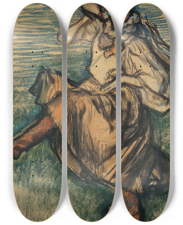 Triptych art skateboard deck of Edgar Degas Russian Dancer by Edgar Degas (1834-1917)