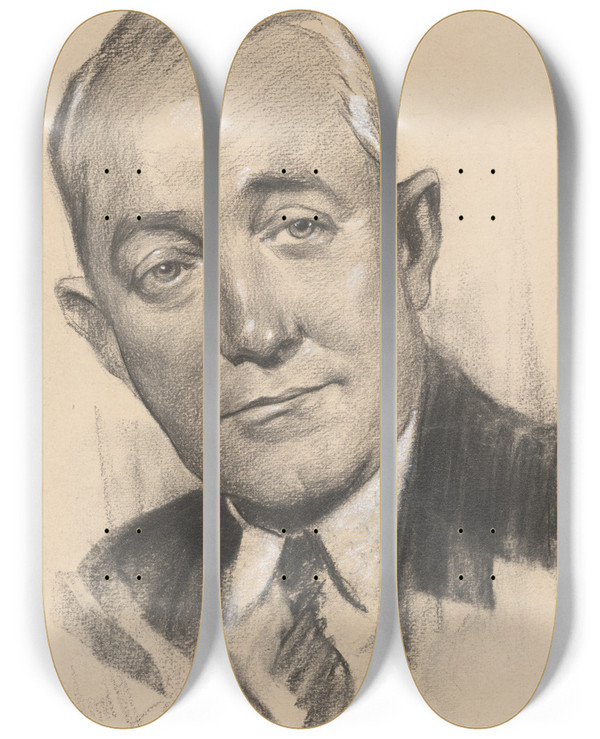 Triptych art skateboard deck of Samuel Johnson Woolf George Michael Cohan by Samuel Johnson Woolf (1880-1948)