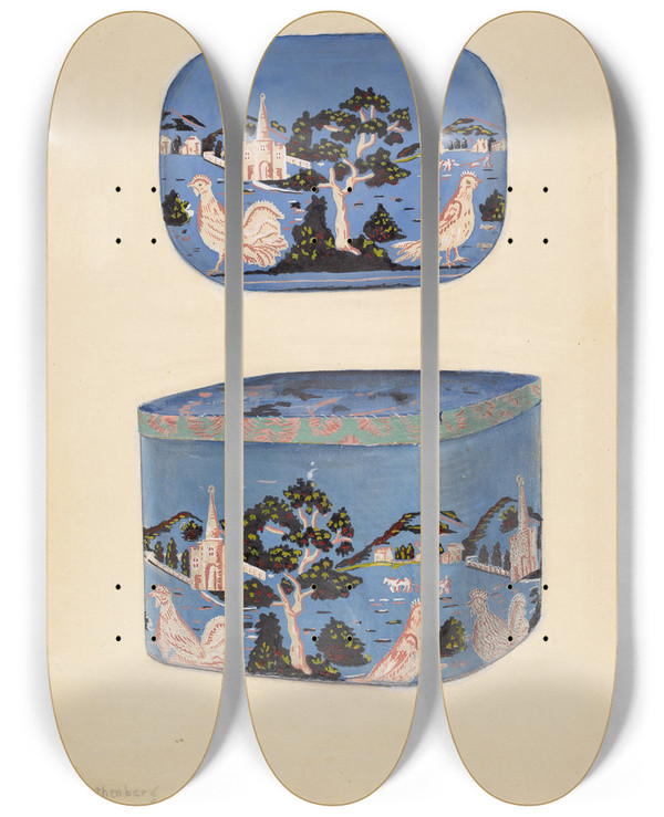 Triptych art skateboard deck of Joseph Rothenberg Bandbox_2 by Joseph Rothenberg