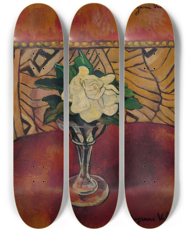 Triptych art skateboard deck of Suzanne Valadon Nature Morte La Rose Blanche by Suzanne Valadon (1865-1938)