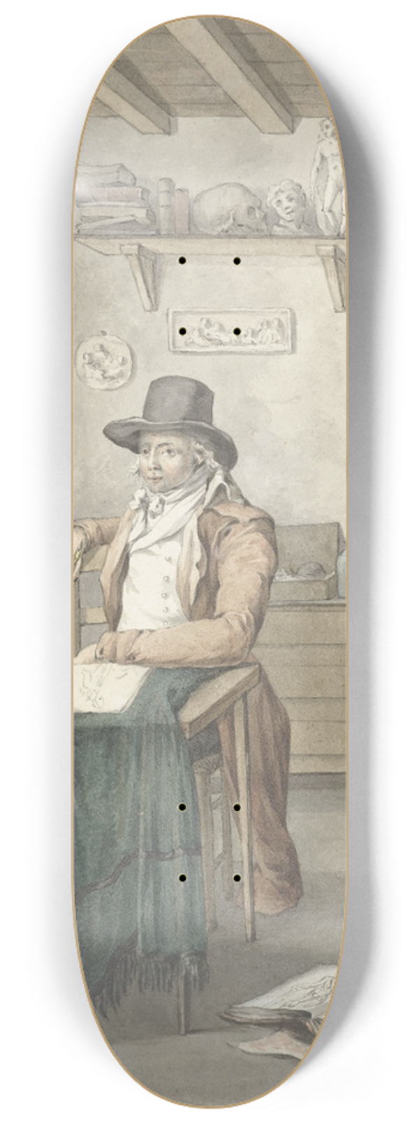 Jacob Willemz. de Vos - Portret van de kunstenaar Jacob Smies in een atelier met kunstvoorwerpen 8.25 inch art skate deck