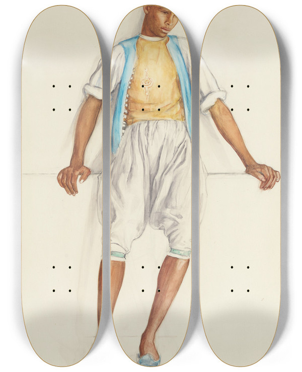 Triptych art skateboard deck of Nils Von Dardel Ung Dandy by Nils Von Dardel