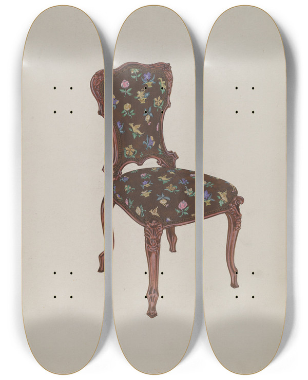 Triptych art skateboard deck of Florence Huston Chair by Florence Huston