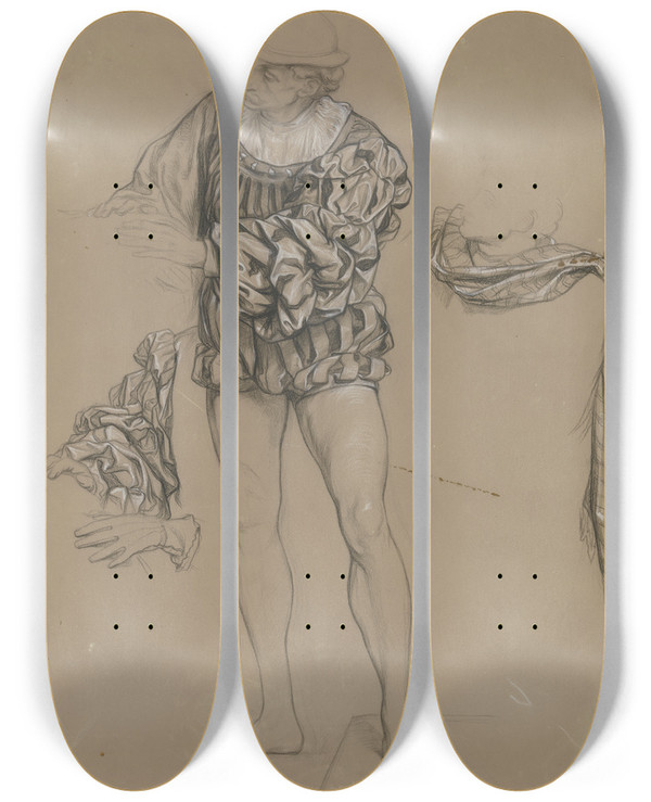 Triptych art skateboard deck of Victor Mller Horatio Aus Hamlet Und Horatio_1 by Victor Muller (1829-1871)
