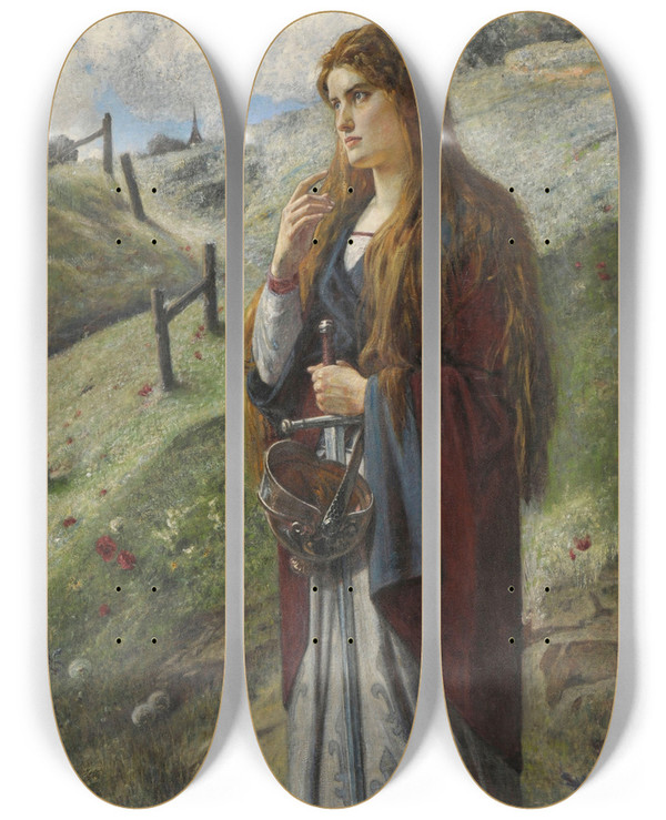 Triptych art skateboard deck of Ernst Stckelberg Jeanne Darc by Ernst Stuckelberg (1831-1903)