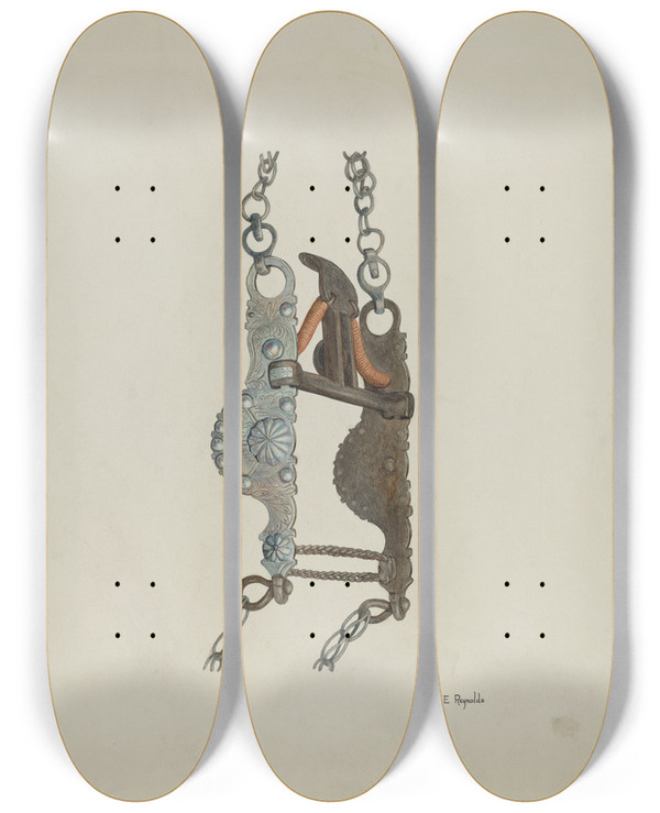 Triptych art skateboard deck of Arthur P Reynolds Bit_6 by Arthur P Reynolds