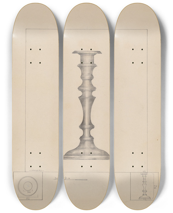 Triptych art skateboard deck of Henry Meyers Candlestick_6 by Henry Meyers (20-)