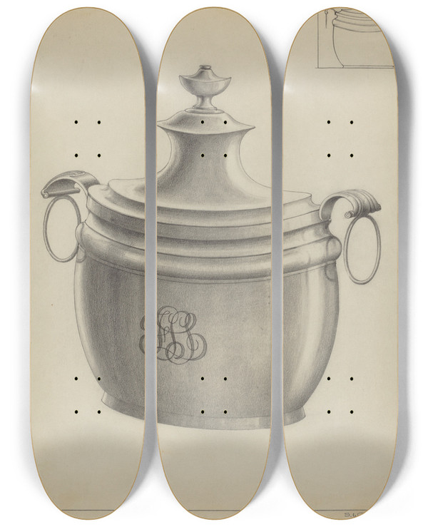 Triptych art skateboard deck of Simon Weiss Silver Sugar Bowl_3 by Simon Weiss