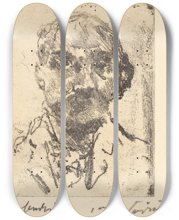 Triptych art skateboard deck of Lovis Corinth Selfportrait Selbstbildnis_5 by Lovis Corinth (1858-1925)