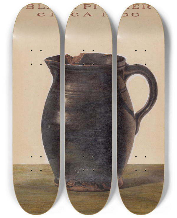 Triptych art skateboard deck of Philip Smith Pitcher by Philip Smith
