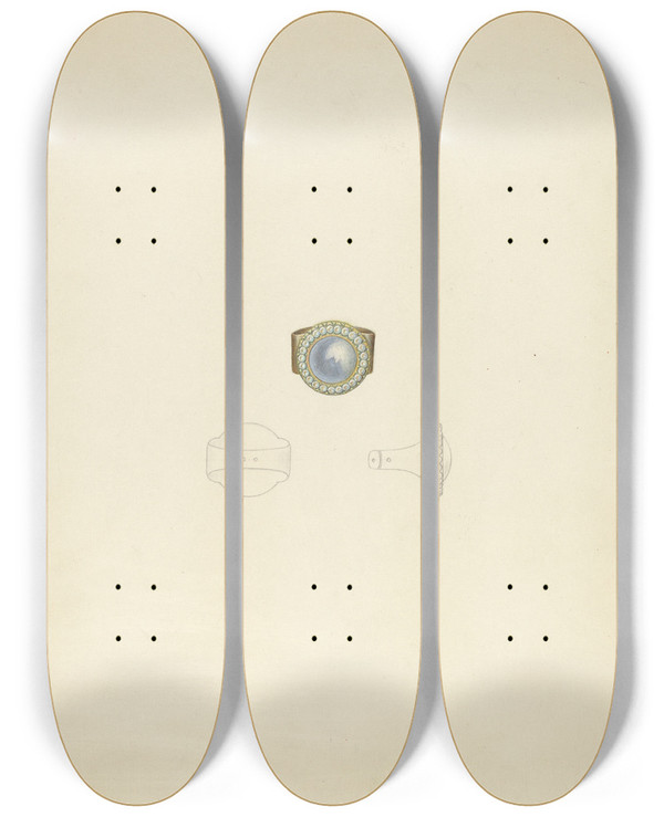 Triptych art skateboard deck of John H Tercuzzi Ring_1 by John H Tercuzzi